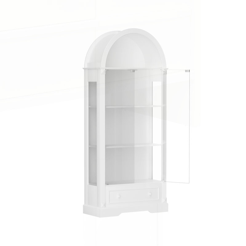 Vitrine arquée, armoire de rangement de cuisine avec portes en verre, White