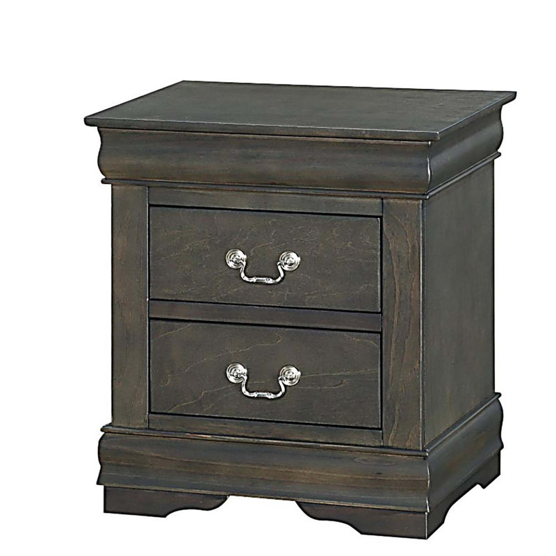 Table de chevet 2 tiroirs, Gris foncé