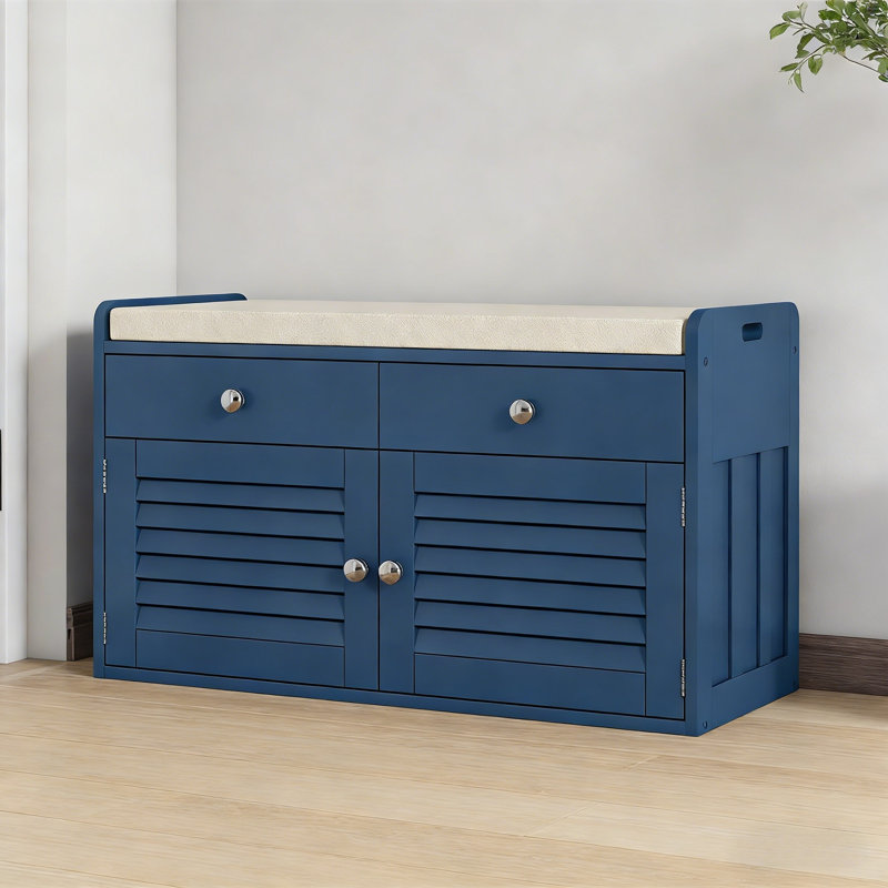 Banc de rangement multifonctionnel pour hall d'entrée, Bleu