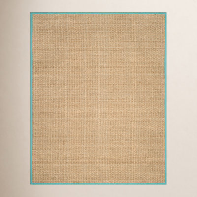 Natural Teal Bamboo Seagrass Rug