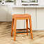 Tabouret de comptoir de 24 po: siège en cuir naturel et selle - tabouret naturel élégant et pratique-172968371-172968369