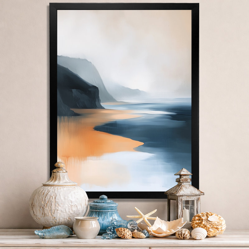 Falaise d'ambre - Tableau encadré côtier, H 20 po x l 12 po, Cadre photo noir