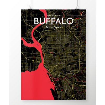 Buffalo City Map - impression d'art graphique