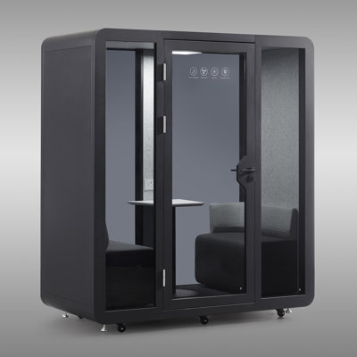 Cabine de réunion modulaire double noire pour bureau avec verre teinté modulaire - 2 personnes