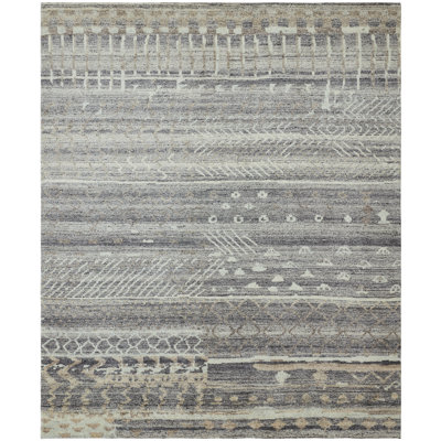 Nomad Haven Wool Hand Knotted Area Rug in Slate Sand
