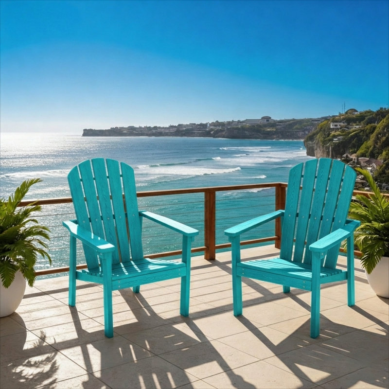 Chaise de salle à manger Nautical Curveback Adirondack, Bleu