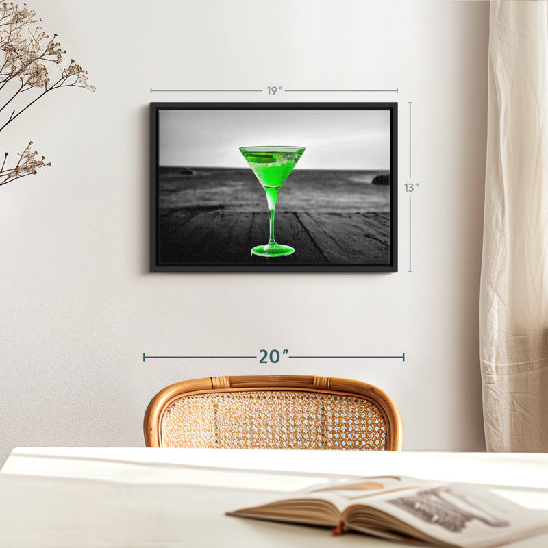 " Pop Green Martini Canvas Print ", 13" H x 19" W