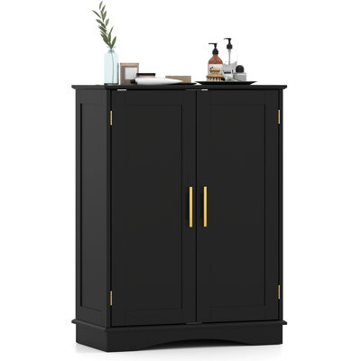 Floor Storage Cabinet Modern Storage Organizer with Adjustable Shelves &2 Doors