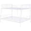 Lit superposé double au-dessus de grand lit double en métal, blanc - Conception moderne en fer pour les chambres à coucher avec coffre-fort et garde-corps-858001292