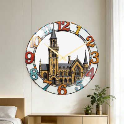 Horloge murale en verre teinté avec art antique - 24 po