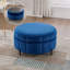 Repose-pieds l 31,5 po avec couvercle réversible, tabouret de rangement en velours avec conception capitonnée en forme de citrouille-385068247