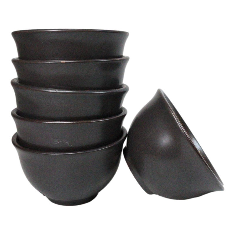 Paquet de 6 petits bols de riz en céramique Midori Kannyu craquelé vert 10 oz, 2.5" H x 4.5" W x 4.5" D