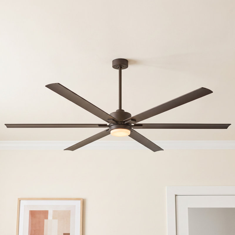Collette 6 - Blade LED Standard Ceiling Fan with Wall Control and Light Kit Included, Metallic Matte Bronze, 82" Wide
