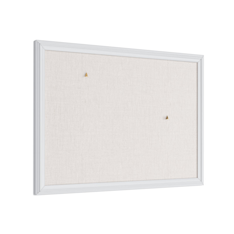 White Wood Frame Linen Bulletin Board, 23" x 17"
