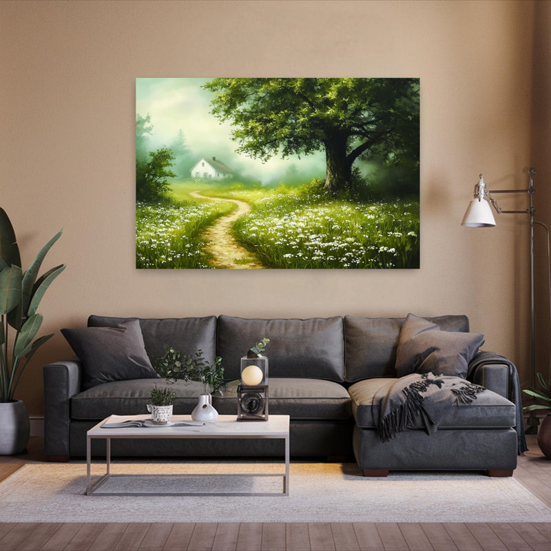 Art contemporain, art contemporain, paysage de chêne abstrait, H 40 po x l 60 po