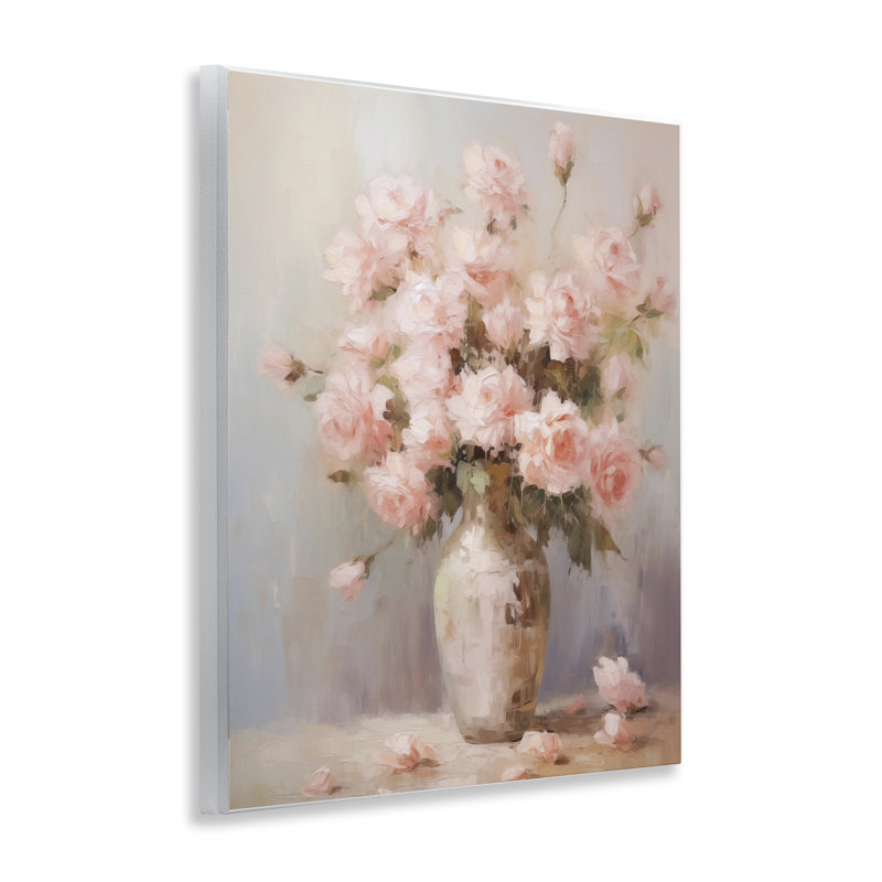 Plaque murale Vase de roses roses douces, design par Arlington Prints