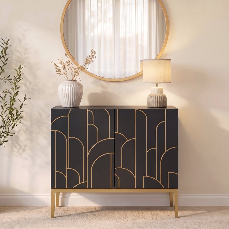 Heathfield Sideboard, 77 cm H x 90 cm W x 40 cm D, Noir Black