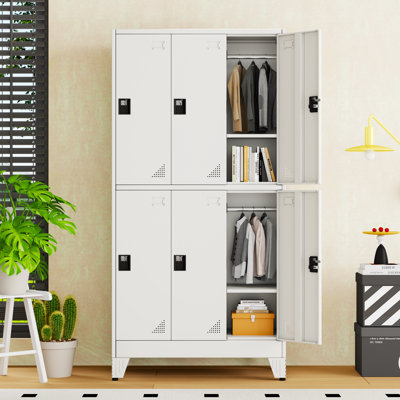 Armoire de rangement en métal blanc de 170 cm de hauteur avec 6 portes verrouillables pour employés