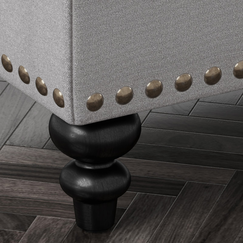 Ashtin 50.4'' Wide Tufted Rectangle Storage Ottoman, Gray Polyester Blend