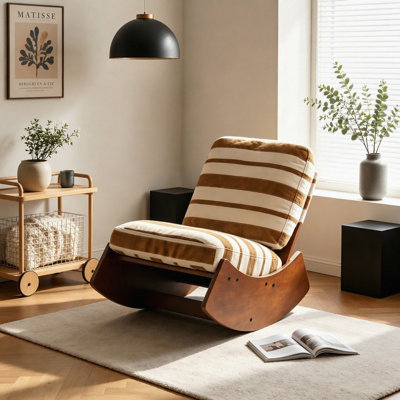 Chaise berçante confortable avec coussin moelleux et structure en bois massif