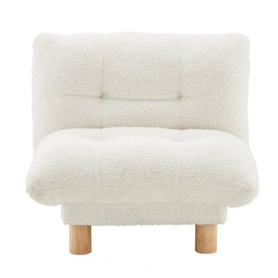 Upholstered Kids Chair With Tufted Back And Seat And Solid Wood Legs