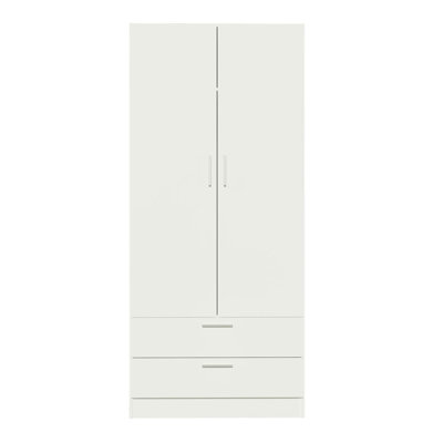 Estralita 2 Door 2 Drawer Spacious Storage Cabinet Wardrobe with Shelf and Hanging Space 31"L Wooden Armoire Closet Modern Organization Unit for Bedro by Latitude Run
