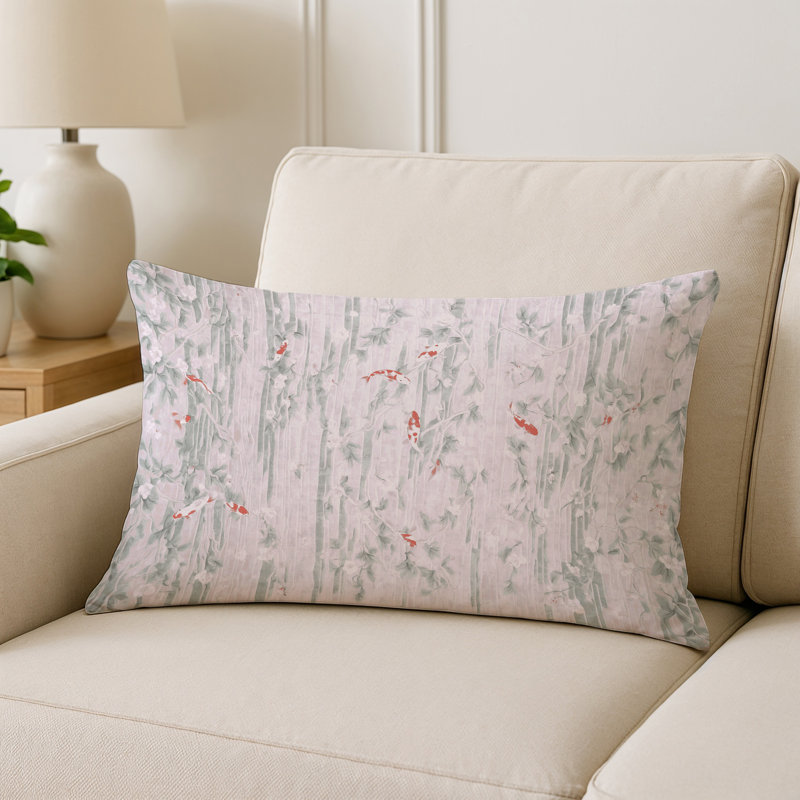 Coussin décoratif intérieur et extérieur Modern, Beige / floral 3, Rectangle H 18 po x l 25 po