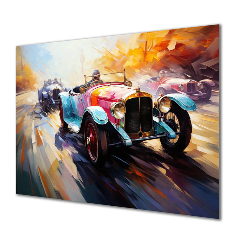 «Blue Traces de course bleues et jaunes I» - art mural en métal «Race Tracks» MT135819, H 12 po x l 20 po x P 1 po
