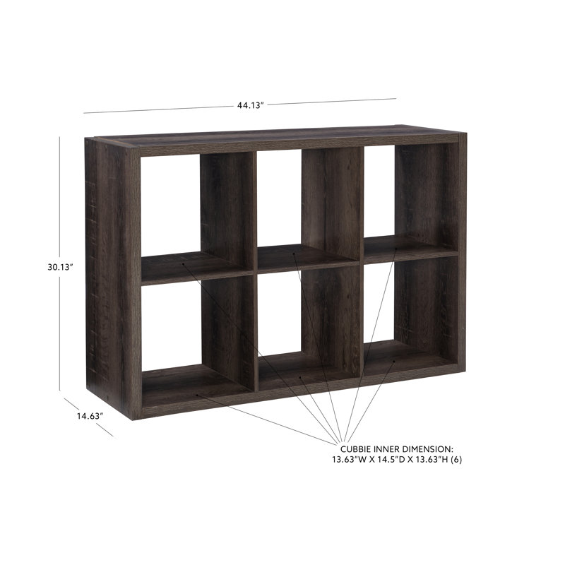 Chrisine Cube Bookcase, (6 tablettes) H 44 po x l 30 po x P 13 po, Gris 1