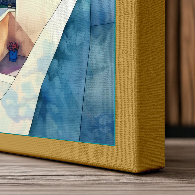 Mediterranean Clifftop Coastal - Wrapped Canvas, 36x24 - 91.4 x 61.0 cm, Ochre Border