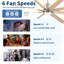 84" Oversized Large Brushed Nickel Light Yellow Solid Wood Ceiling Fan With Dimmable Led Light Control Reversible DC Motor For Living Room Warehouse Villa