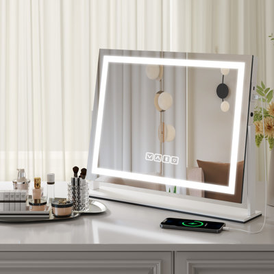 Aldrena Plastic Rectangle Freestanding and Wall Makeup / Shaving Mirror