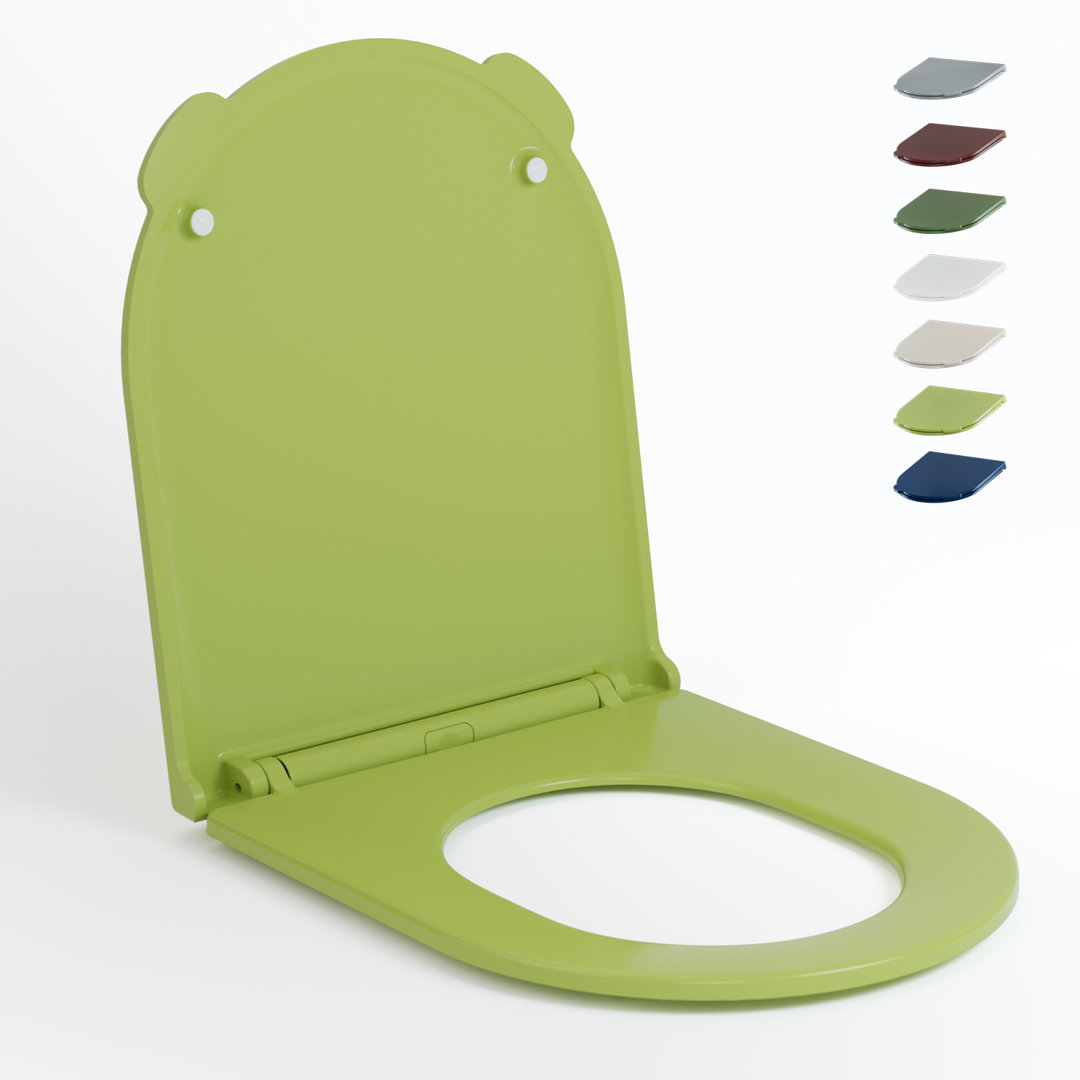 D Shape Toilet Seat with Hinge Covers Blue Soft Close Heavy-Duty Duroplast Quick Release