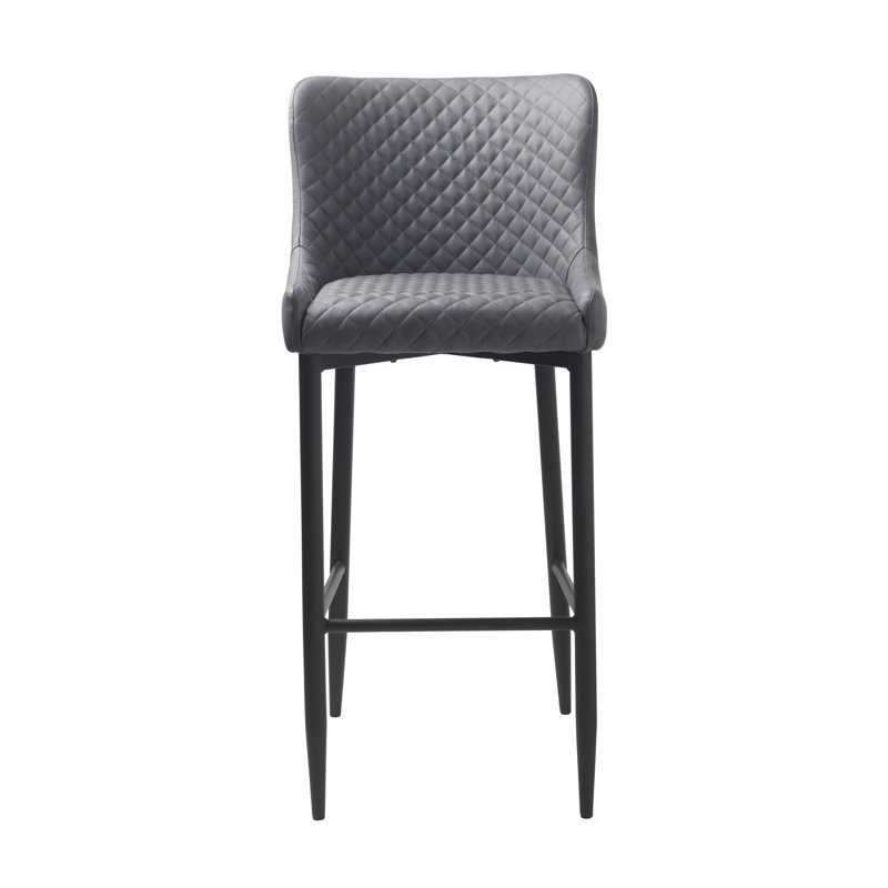 Melendy Upholstered Counter Stool with Metal Frame, Grey Pu