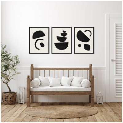 "Black Geometric Abstracts", ensemble d'art sur toile encadré par juillet