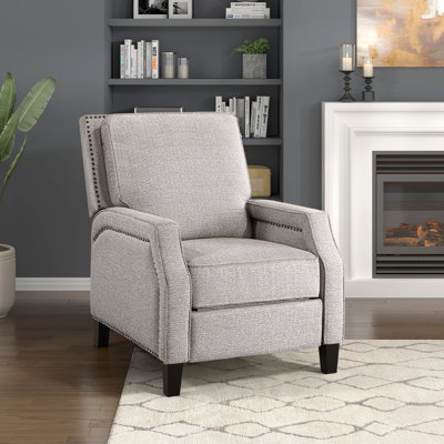 Fauteuil inclinable en tissu chenille, dossier autoportant, structure en bois massif et contreplaqué, H 30 po x 38 po, salon moderne, fauteuil de style transitionnel avec siège renforcé en métal