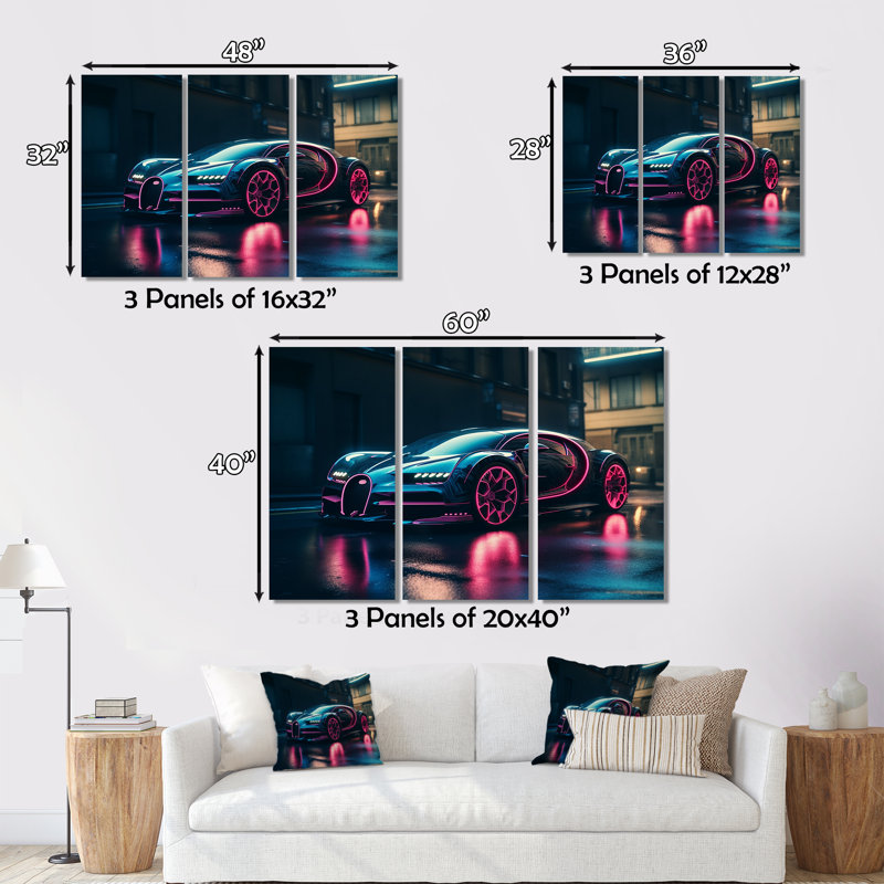 Selig - ensemble de reproductions d'art de voitures de course, H 28 po x l 36 po x P 1 po