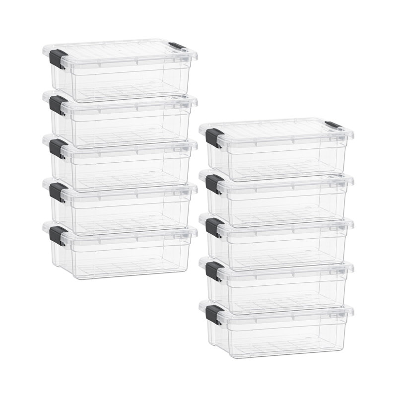  Boîte de rangement transparente avec couvercle, bacs de rangement en plastique de 4,5 pintes pour l'organisation, caisses empilables, sans BPA, non toxiques, sans odeur, organisateurs pour la maison, le bureau, l'école et le dortoir, paquet de 10