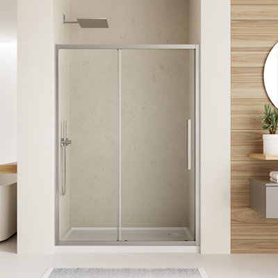50"-54"W X 72"H Frame Shower Door, Sliding Shower Bathroom Glass Door with 1/4"(6mm) Clear SGCC Tempered Glass for Walk-in Shower, Easy-to-Clean Treated, Chrome