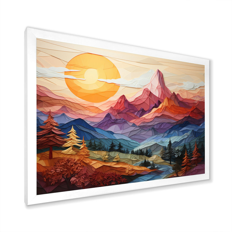 " Colourful Mountains Sharp Peaks II ", H 34 po x l 44 po x P 1,5 po, Cadre simple blanc