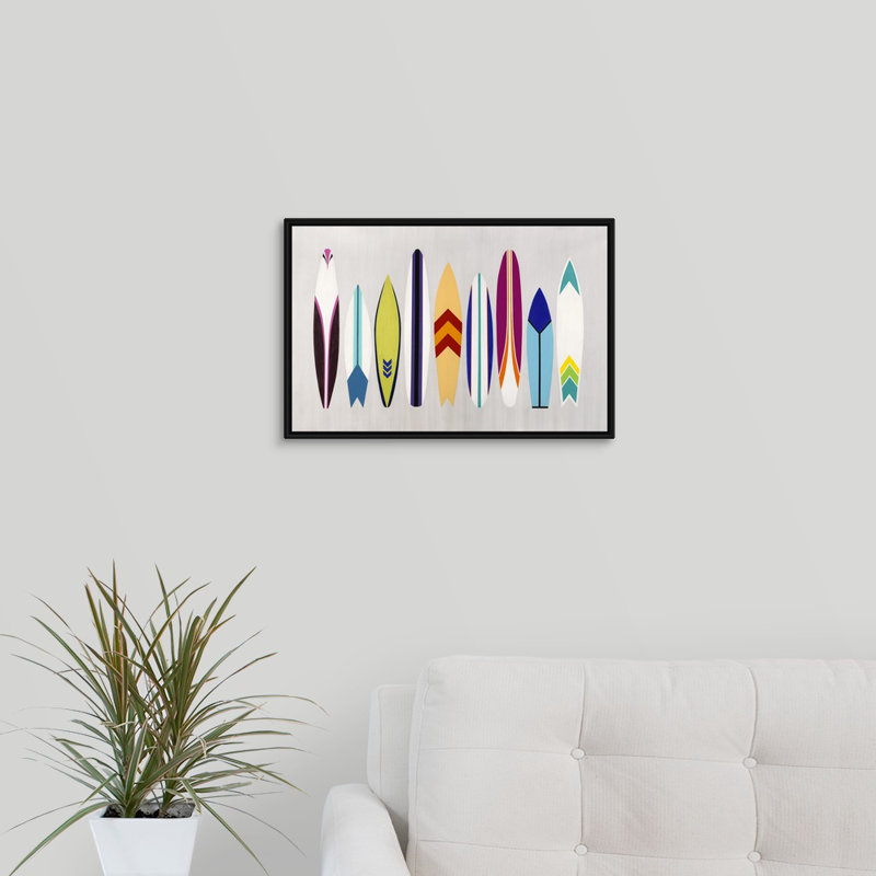 « surf on through », impression sur toile, H 13,7 po x l 19,7 po x p 1,75 po, Cadre flottant noir