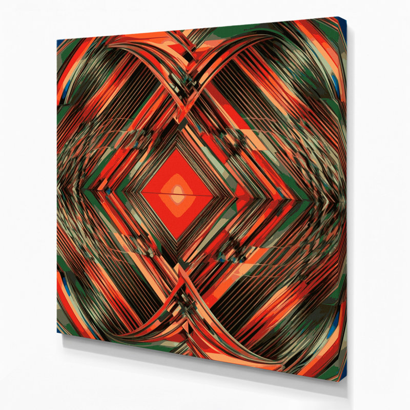 Art mural sur toile rouge Op Art 36, H 16 po x l 16 po