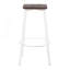 Tabouret de bar carré en métal et bambou grain de bois pressé rétro - ensemble de 2