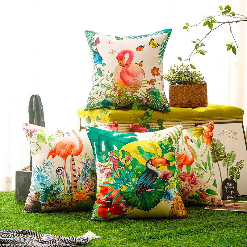Indoor / Outdoor Animal Print Red Square Cushion Cover