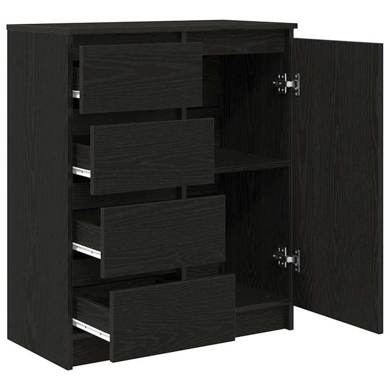 Sideboard With Drawers 71X35x84 Cm Engineered Wood, Black Oak