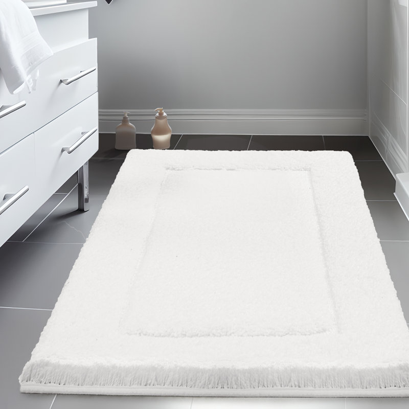Super Soft Thick Plush Tufted Bathroom Rug, 20" W x 32" L, White