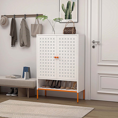 Freestanding Shoe Storage Cabinet with Adjustable Shelves