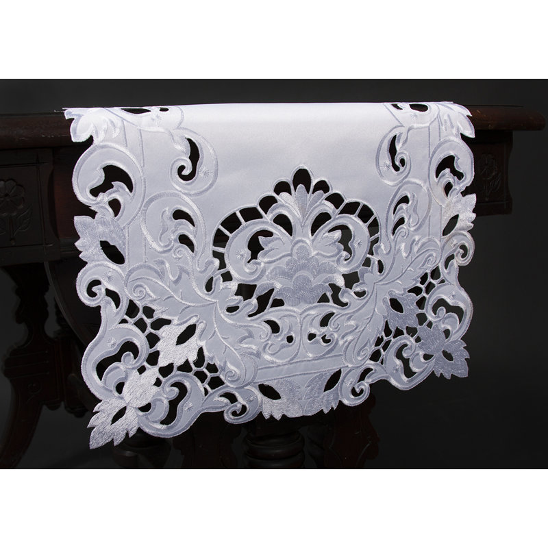 Anayeli Embroidered Cutwork Table Runner, 53" x 15", White