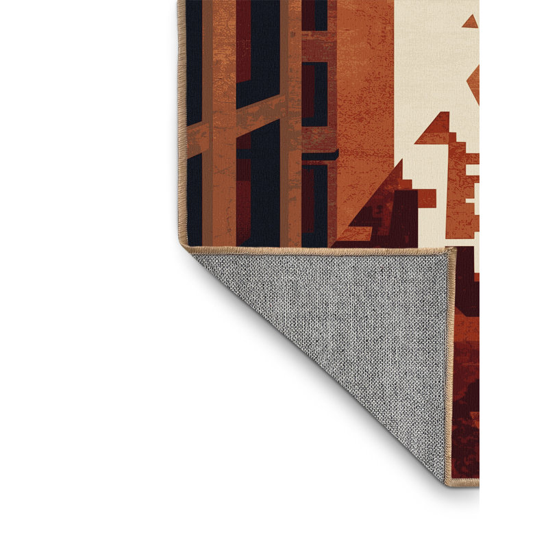 Machine Washable Bridgewater Abandoned City Ruins Modern & Contemporary Abstract Rug in Brown – LightBrown Binding, 5 x 8