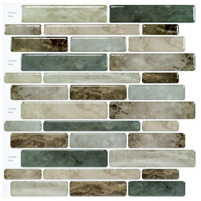12" x 12" Peel & Stick Mosaic Tile,Vinyl Self Adhesive Tile for Kitchen Backsplash,10-Sheet